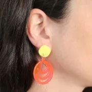 Pendente rotondo traforato in acetato 30 mm - Marrone tartaruga - Nero x1