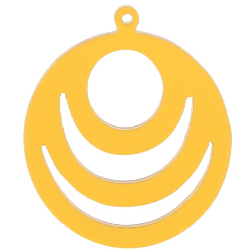 Pendente rotondo traforato in acrilico 30 mm - Giallo x1