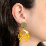 Pendente rotondo traforato in acrilico 30 mm - Giallo x1