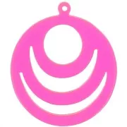 Pendente rotondo traforato in acrilico 30 mm - Rosa - arancio fluorescente x1