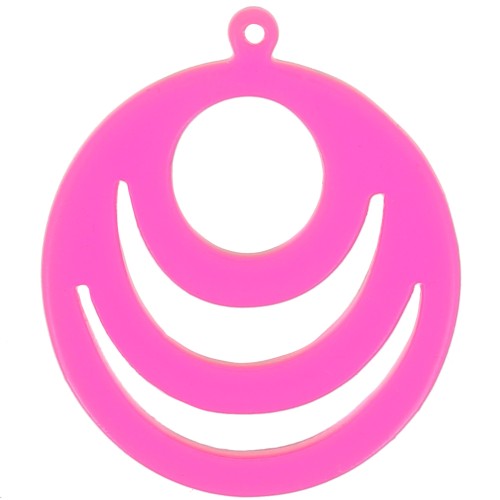 Pendente rotondo traforato in acrilico 30 mm - Rosa - arancio fluorescente x1