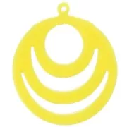 Pendente rotondo traforato in acrilico 30 mm - Giallo fluorescente x1