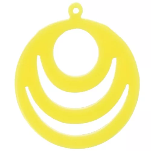 Pendente rotondo traforato in acrilico 30 mm - Giallo fluorescente x1