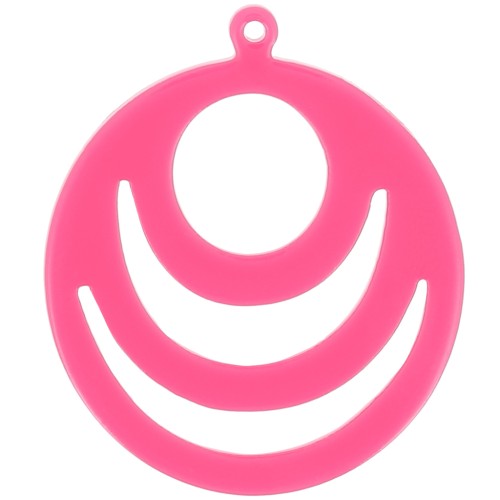 Pendente acrilico traforato rotondo 30 mm - Fucsia x1