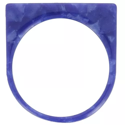 Anello piatto in acetato opaco - Misura 53 - Perla blu scuro marmorizzata x1