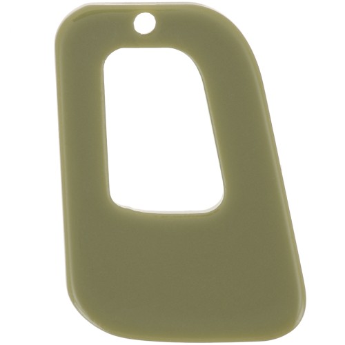 Pendente geometrico cavo in acrilico opaco 26x18 mm - Olive x1