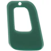 Pendente geometrico cavo in acrilico opaco 26x18 mm - Verde bottiglia x1