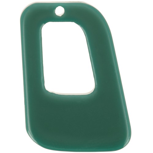Pendente geometrico cavo in acrilico opaco 26x18 mm - Verde bottiglia x1