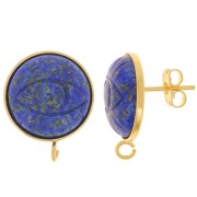 Orecchini per cabochon fondo piatto 16 mm - Anello aperto -Dorato oro fino x2