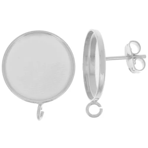 Orecchini per cabochon flat back 16mm - anello aperto - Placcatura arg fino x2
