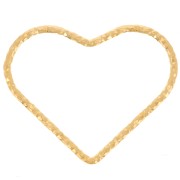 Distanziatore cuore con diamante 16x20 mm - Argento 925 dorato con oro fino x1