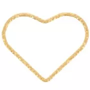 Distanziatore cuore con diamante 16x20 mm - Argento 925 dorato con oro fino x1