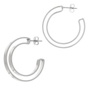 Orecchini cerchio con design scavato 33 mm - Rodio x2|raw }}