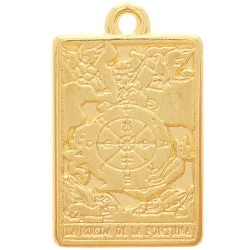 Pendente tarocchi 23x14 mm - Ruota della fortuna - Dorato in oro fino x1