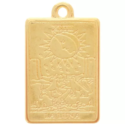 Pendente Tarocchi 23x14 mm - La Luna - Dorato in oro fino x1