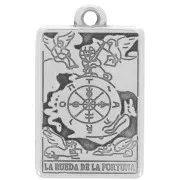 Pendente tarocchi 23x14mm - La ruota della fortuna - Placcatura argento antico