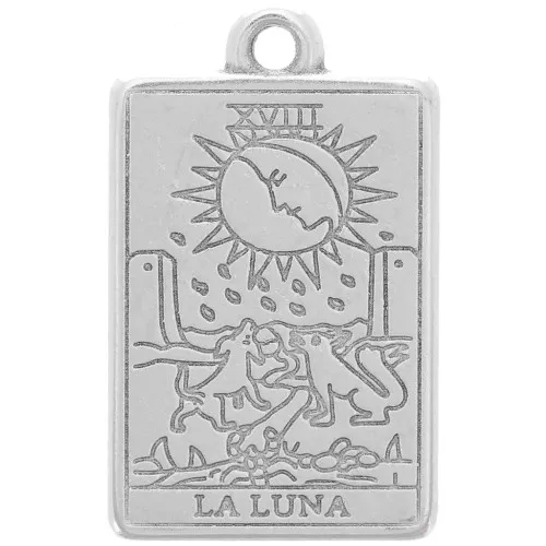 Pendente con i tarocchi 23x14 mm - La Luna - Placcatura in argento antico x1