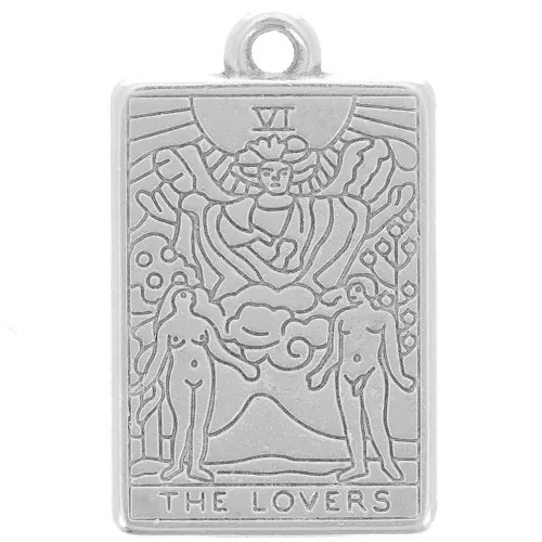 Pendente tarocchi 23x14 mm - Amanti - Placcatura in argento antico x1