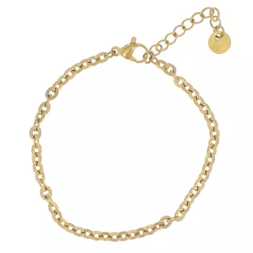 Bracciale Forzatina maglia martellata 3,3mm Acciaio inossidabile 304 dorato x16cm