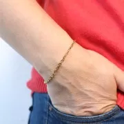 Bracciale Forzatina maglia martellata 3,3mm Acciaio inossidabile 304 dorato x16cm