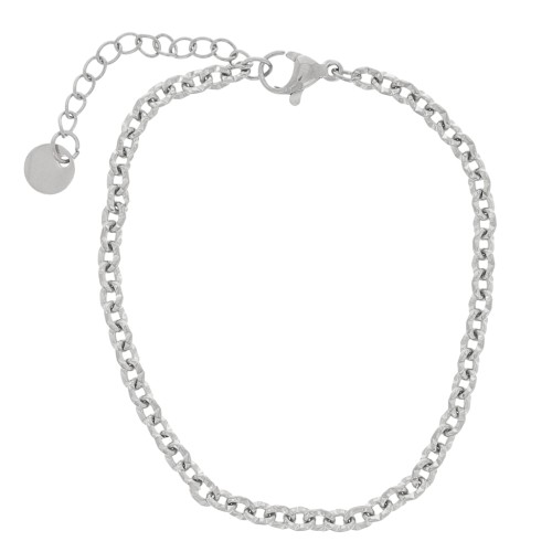 Bracciale Forzatina a maglia martellata 3,3 mm - Acciaio inox 304 x16cm