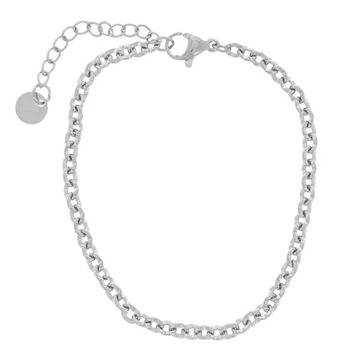Bracciale Forzatina a maglia martellata 3,3 mm - Acciaio inox 304 x16cm