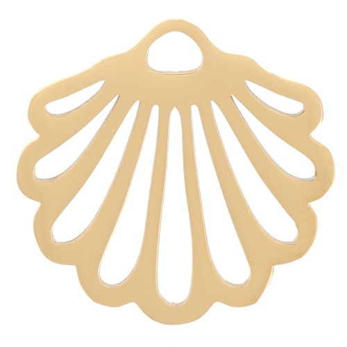 Ciondolo a conchiglia traforata 15x16 mm - Acciaio inossidabile 304 dorato x1