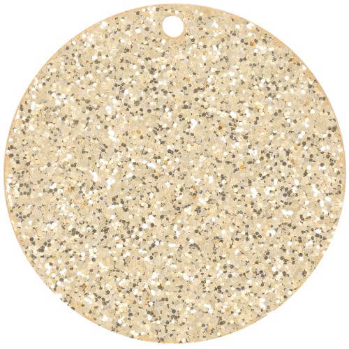 Pendente rotondo in plexiglas da 36 mm - Glitter dorato x1