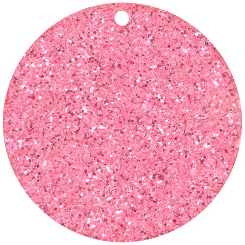 Pendente rotondo in plexiglas da 36 mm - Glitter rosa x1