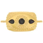 Distanziatore rettangolare testurizzato 26x12 mm e resina epossidica - Oro fino - Nero x1