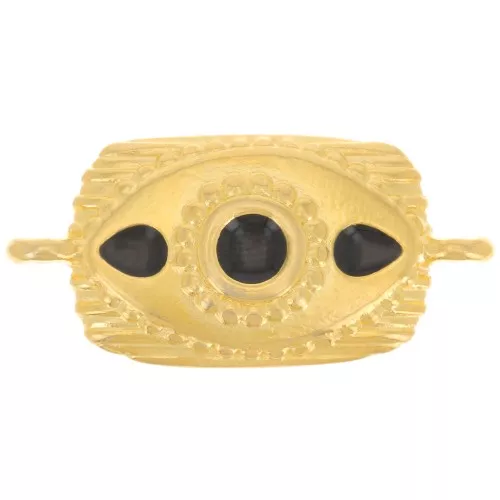Distanziatore rettangolare testurizzato 26x12 mm e resina epossidica - Oro fino - Nero x1