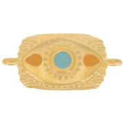 Distanziatore rettangolare testurizzato 26x12 mm - Oro fino - Ocra - Blu