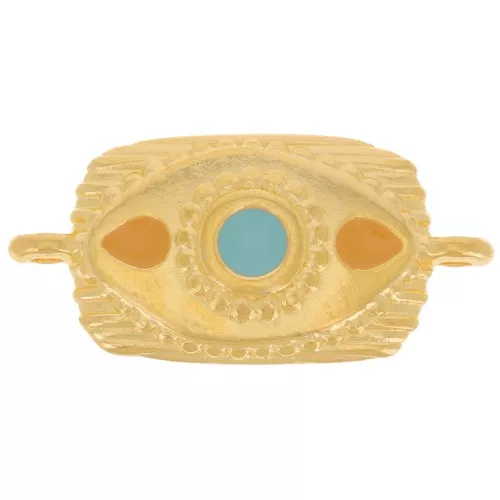 Distanziatore rettangolare testurizzato 26x12 mm - Oro fino - Ocra - Blu