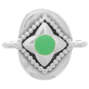 Distanziatore ovale 18x15mm stella -Placcatura in argento antico - Verde x1|raw }}