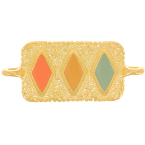 Distanziatore rettangolare 28x12 mm con rombo - Dorato con oro fino - Pastello x1