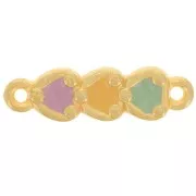 Distanziatore 3 cuori 23x7 mm con resina epossidica - Dorato con oro fino - Pastello x1