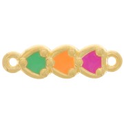 Distanziatore 3 cuori 23x7 mm con resina epossidica - Dorato con oro fino - Multicolore|raw }}