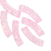Perline tubolari acriliche trasparenti 32x8mm con effetto crackle - Rosa chiaro x6