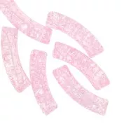Perline tubolari acriliche trasparenti 32x8mm con effetto crackle - Rosa chiaro x6