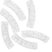 Perline tubolari curve 32x8mm acrilico trasparente effetto crackle - Trasparente x6