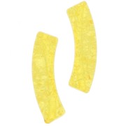 Perline curve a tubo in acrilico trasparente 32x8 mm con effetto crackle - Giallo x6