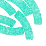 Perline tubo curvo 32x8mm acrilico trasparente effetto crackle Turchese Verde x6