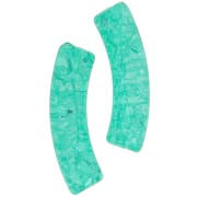 Perline tubo curvo 32x8mm acrilico trasparente effetto crackle Turchese Verde x6