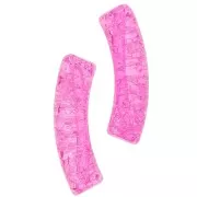 Perline curve in tubo acrilico trasparente 32x8 mm con effetto crackle - Fucsia x6