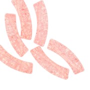 Perline tubolari curve in acrilico opaco 32x8 mm effetto crackle - Salmon x6
