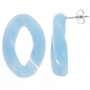 Orecchini perno ovali ritorti 29,5x20 mm - Azzurro marmorizzato - Bianco x2
