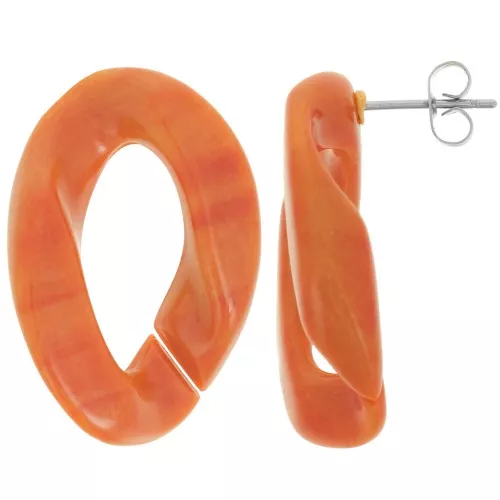 Orecchini perno ovali ritorti 29,5x20 mm - Terracotta marmorizzata x2