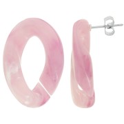 Orecchini perno ovali ritorti 29,5x20 mm - Marmo rosa chiaro x2|raw }}