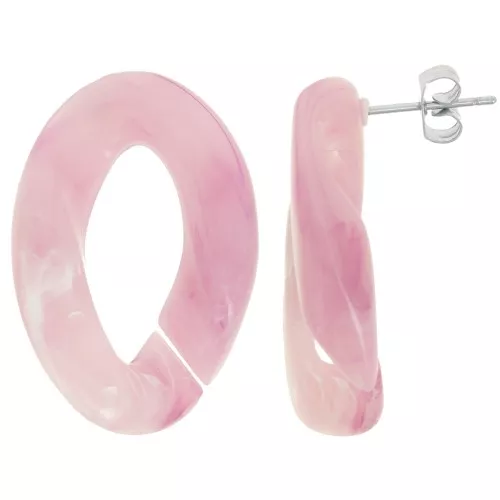 Orecchini perno ovali ritorti 29,5x20 mm - Marmo rosa chiaro x2