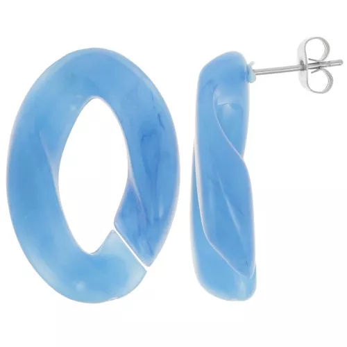 Orecchini perno ovali ritorti 29,5x20 mm - Blu marmorizzato - Blu scuro x2